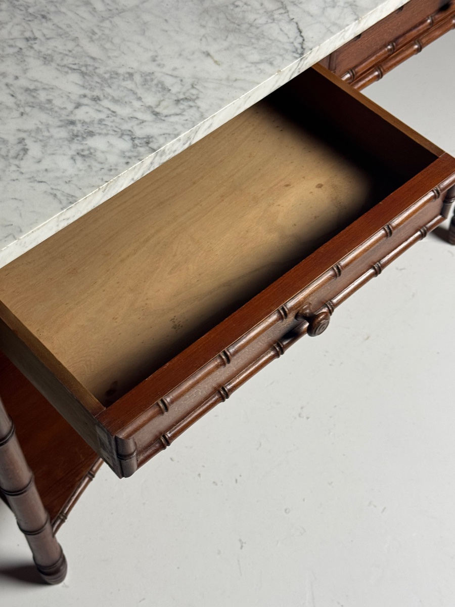Table d'appoint en faux bambou vers 1900-photo-3