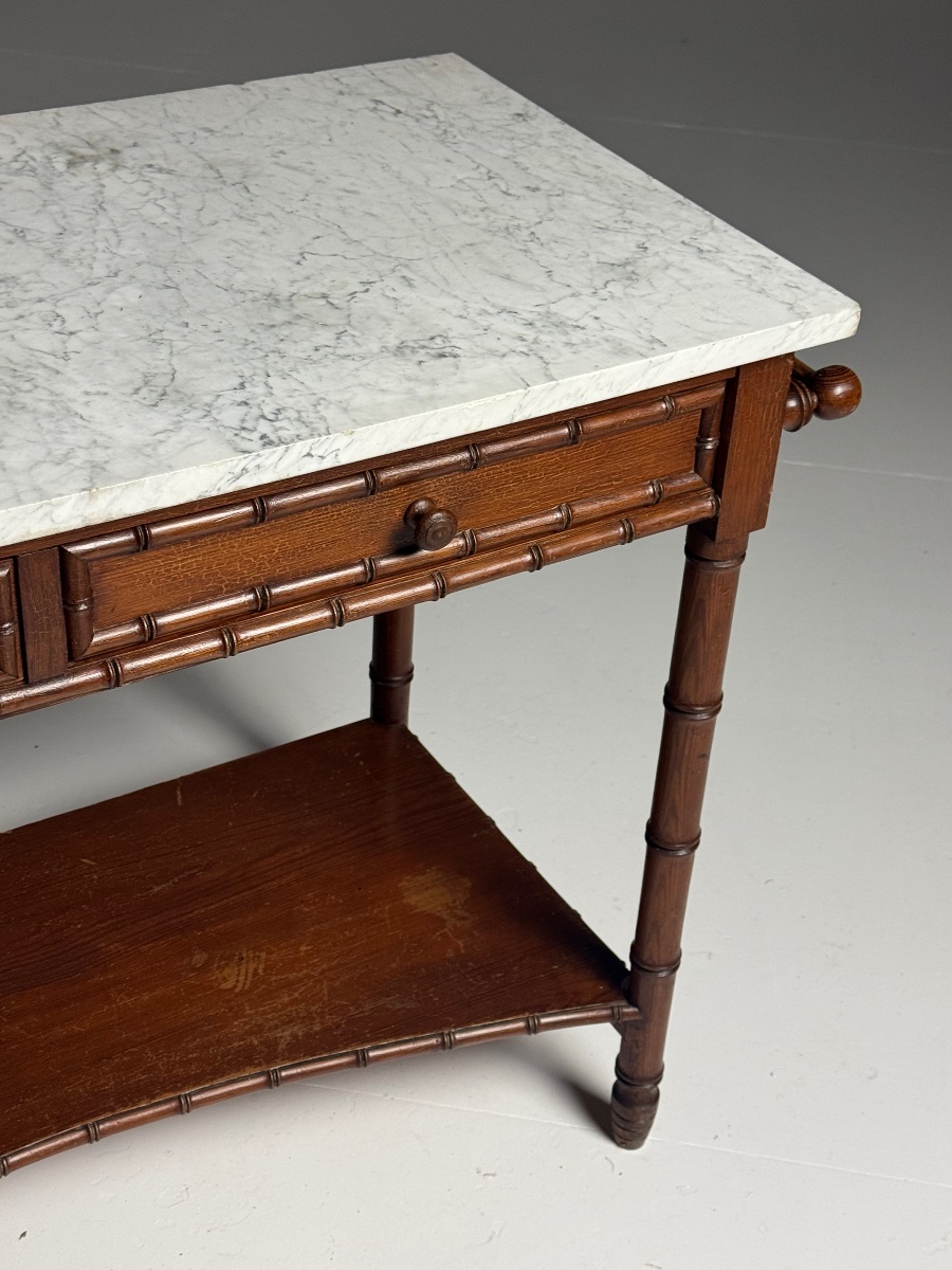 Table d'appoint en faux bambou vers 1900-photo-7