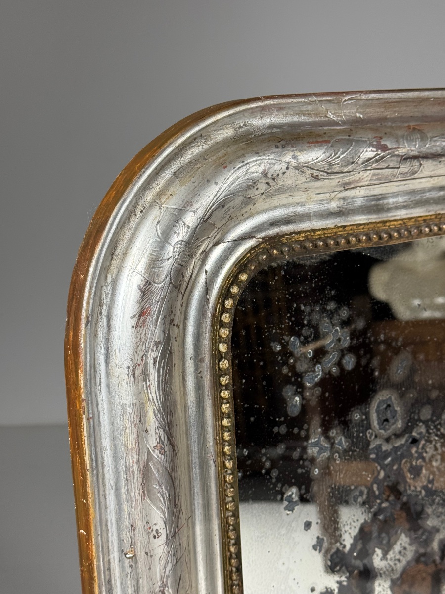 Miroir Louis-Philippe argenté-photo-2