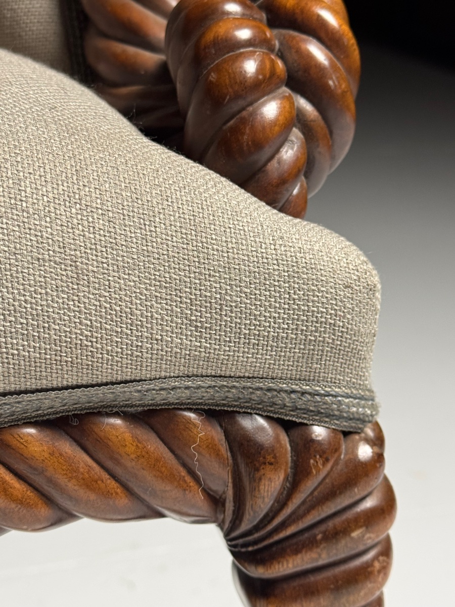 Set Of 2 Napoleon III-style Rope-upholstered Armchairs-photo-3
