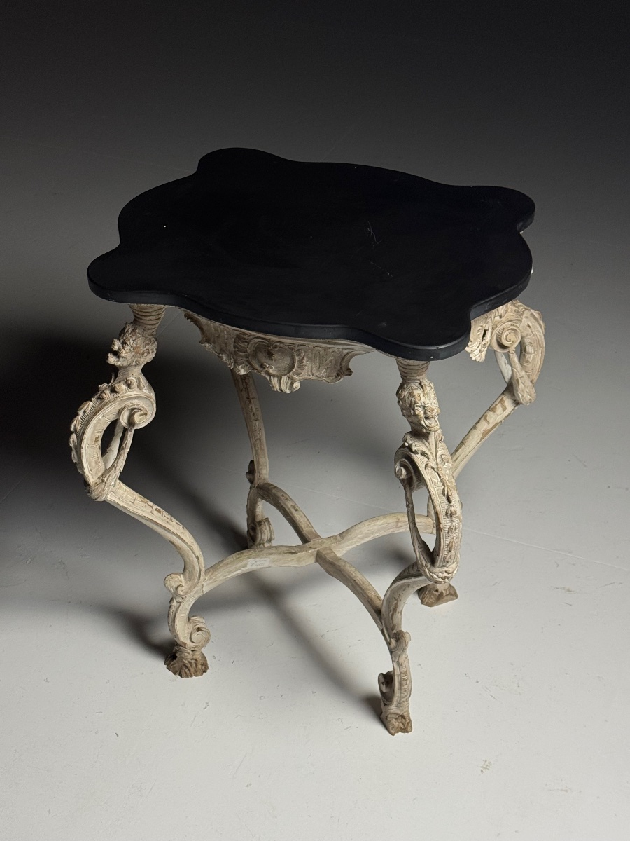 Handcrafted French Side Table With A Belgian Marble Top-photo-2