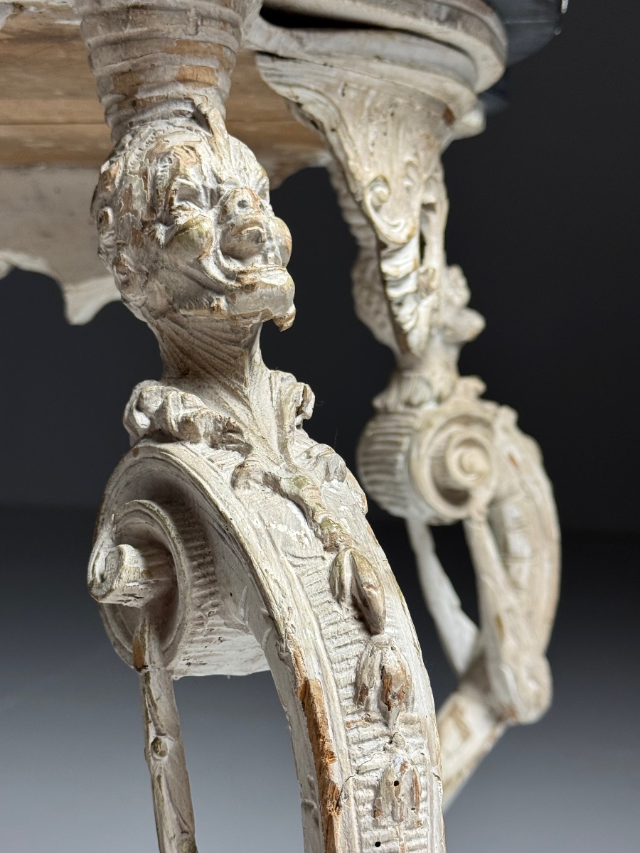 Handcrafted French Side Table With A Belgian Marble Top-photo-3