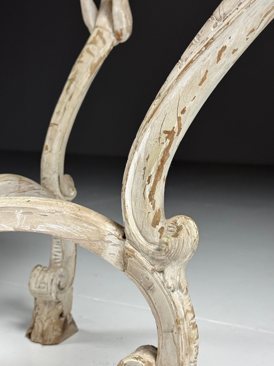 Handcrafted French Side Table With A Belgian Marble Top-photo-3