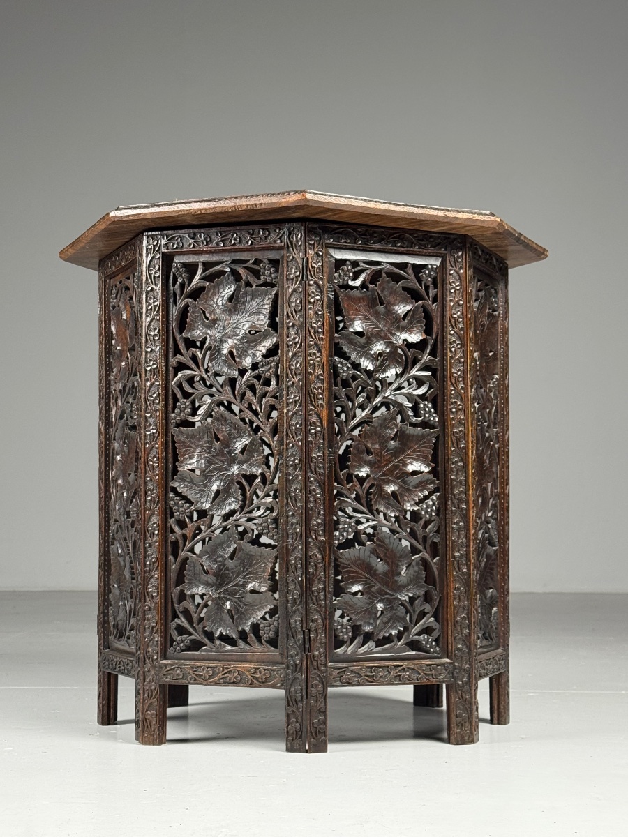Hand-carved Anglo-indian-style Side Table-photo-2