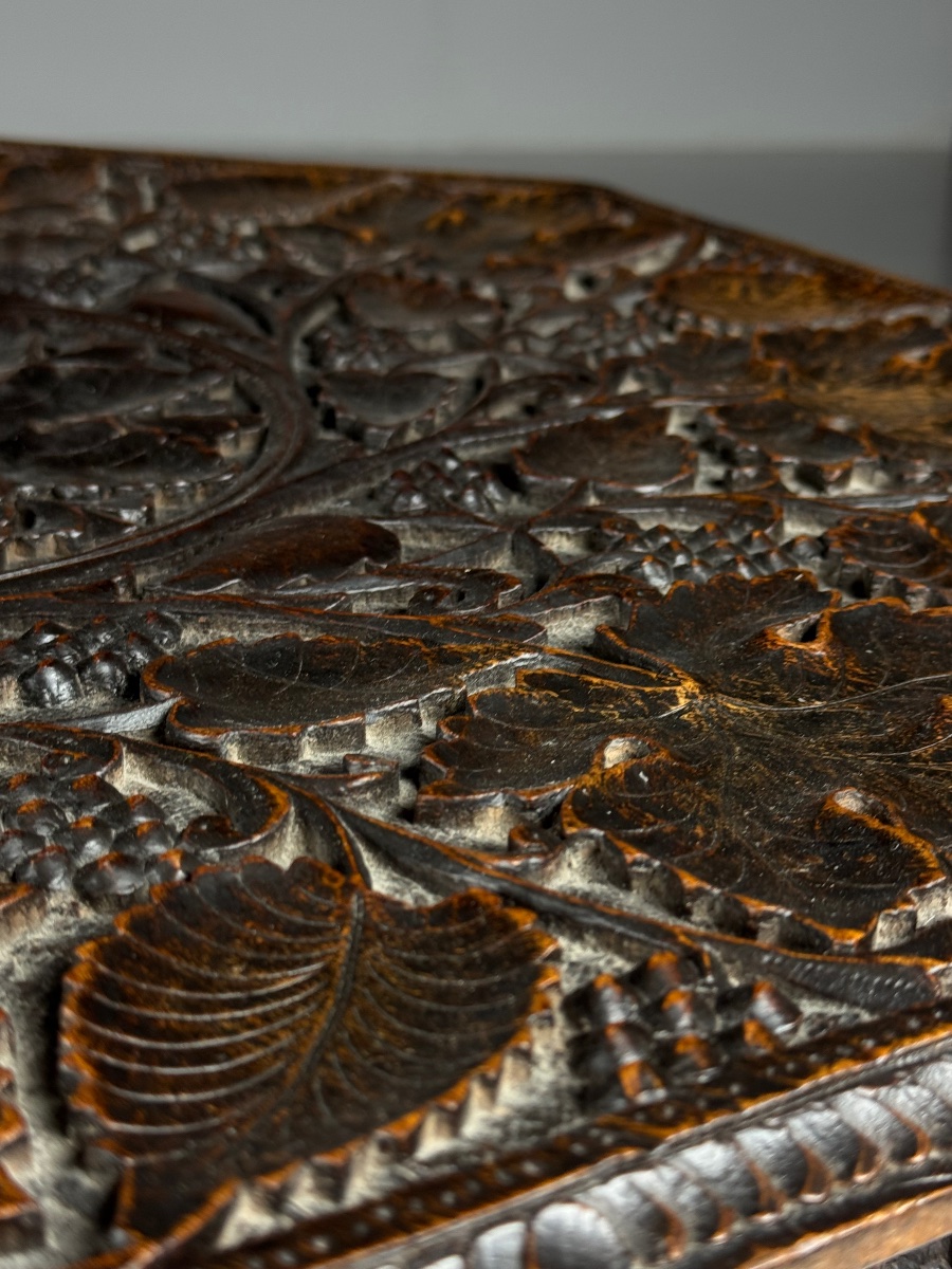 Hand-carved Anglo-indian-style Side Table-photo-6