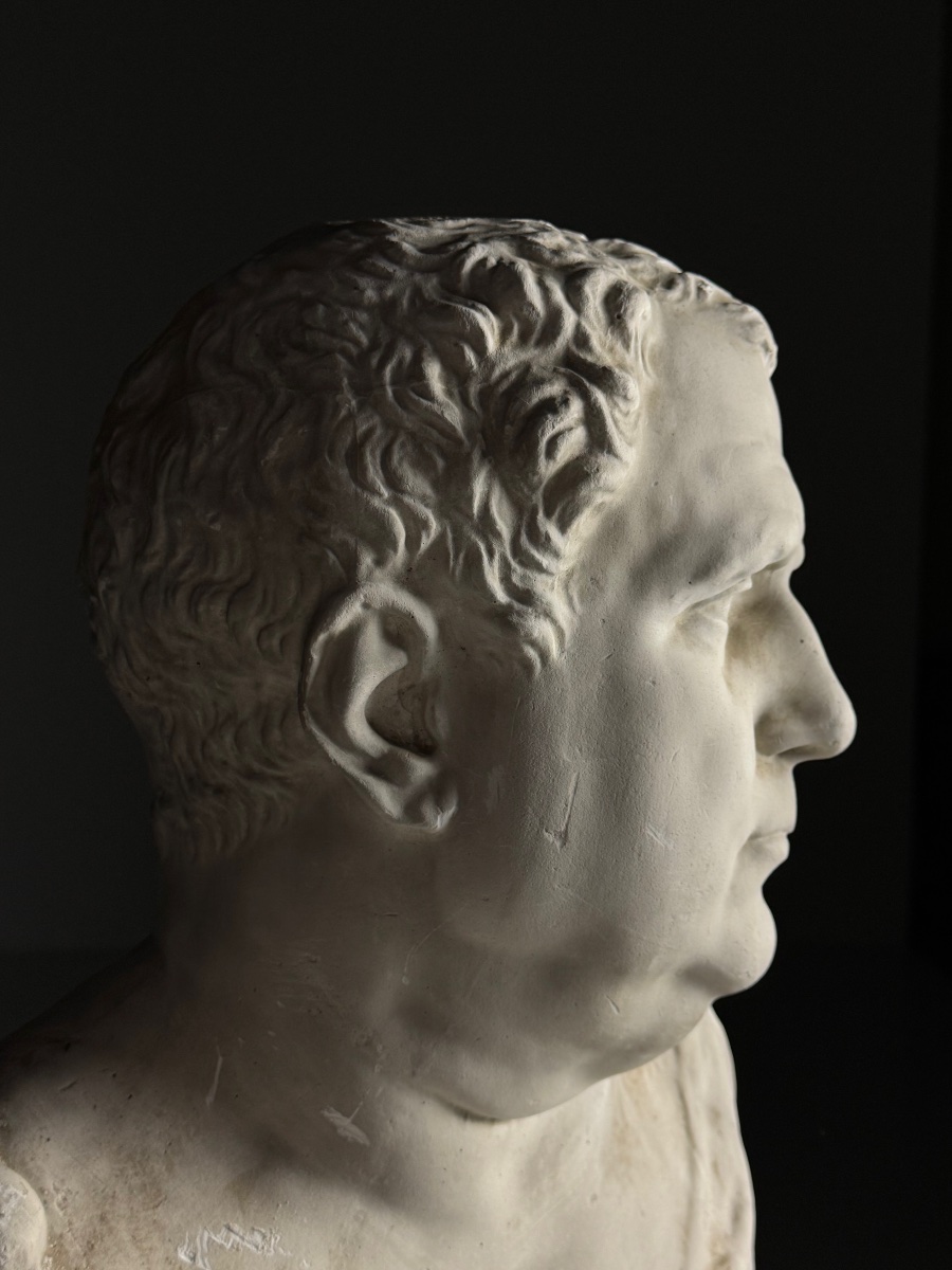 Buste de l'empereur romain Vitellius, en plâtre-photo-1