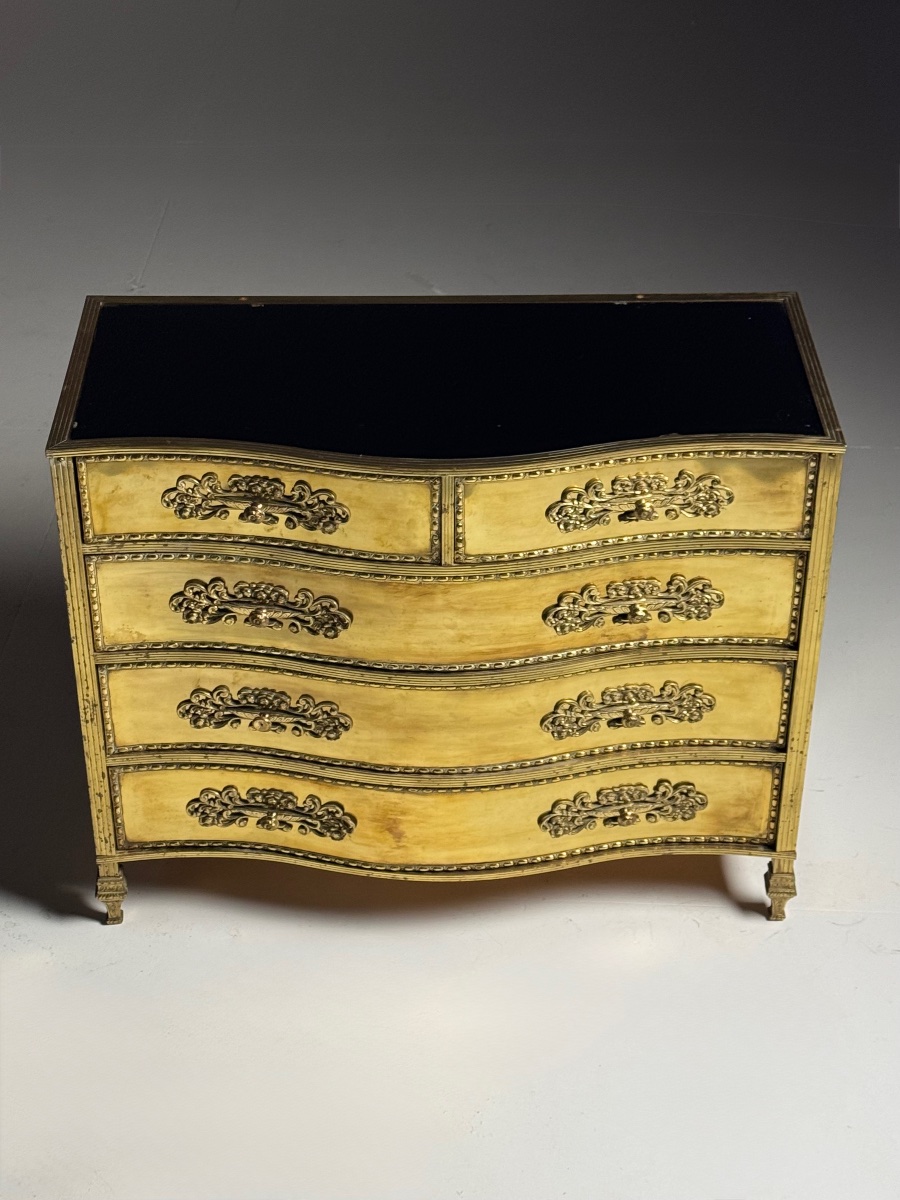 Commode de style mid-century de couleur dorée, d'origine italienne-photo-2