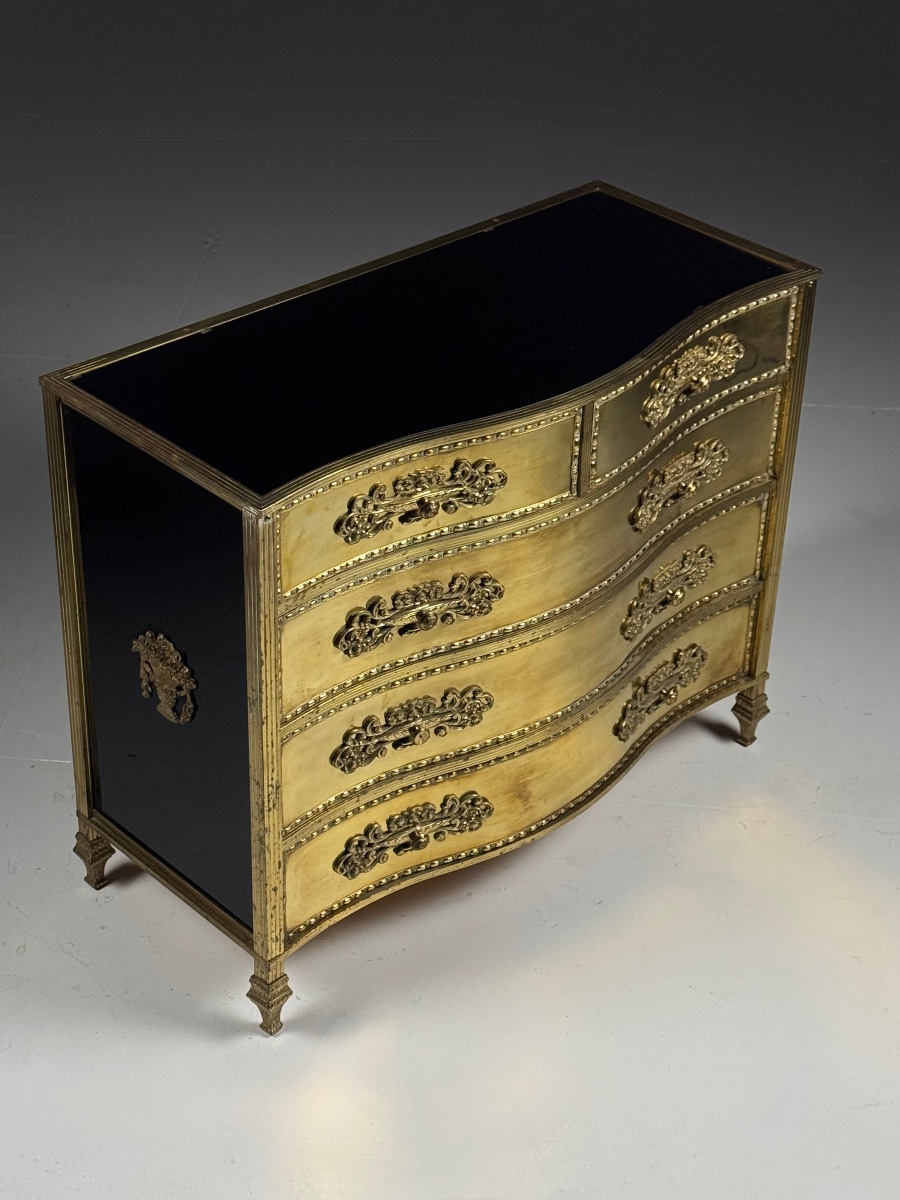 Commode de style mid-century de couleur dorée, d'origine italienne-photo-6