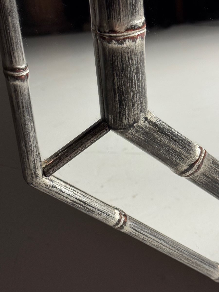 Miroir octogonal faux bambou-photo-2