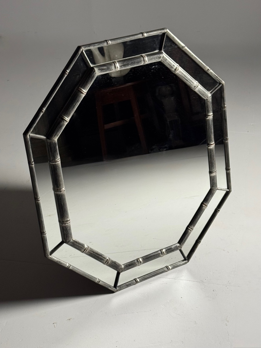 Miroir octogonal faux bambou-photo-1