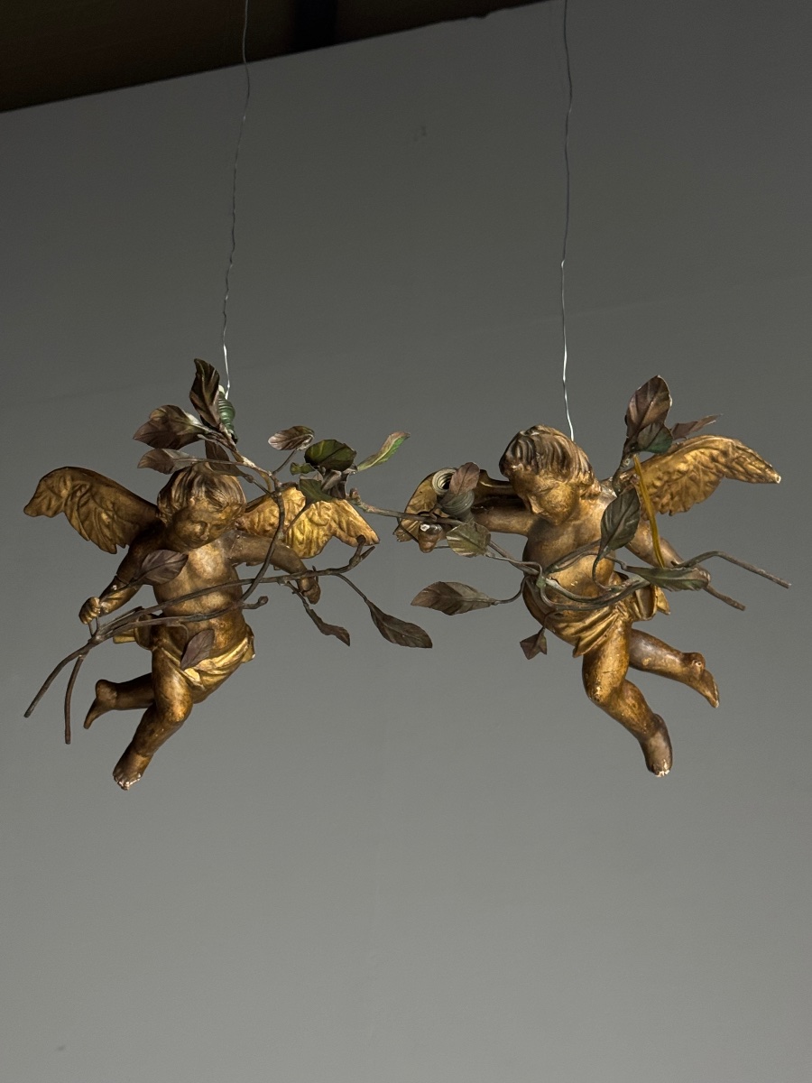 Lot de 2 lampes Chérubins dorées-photo-5