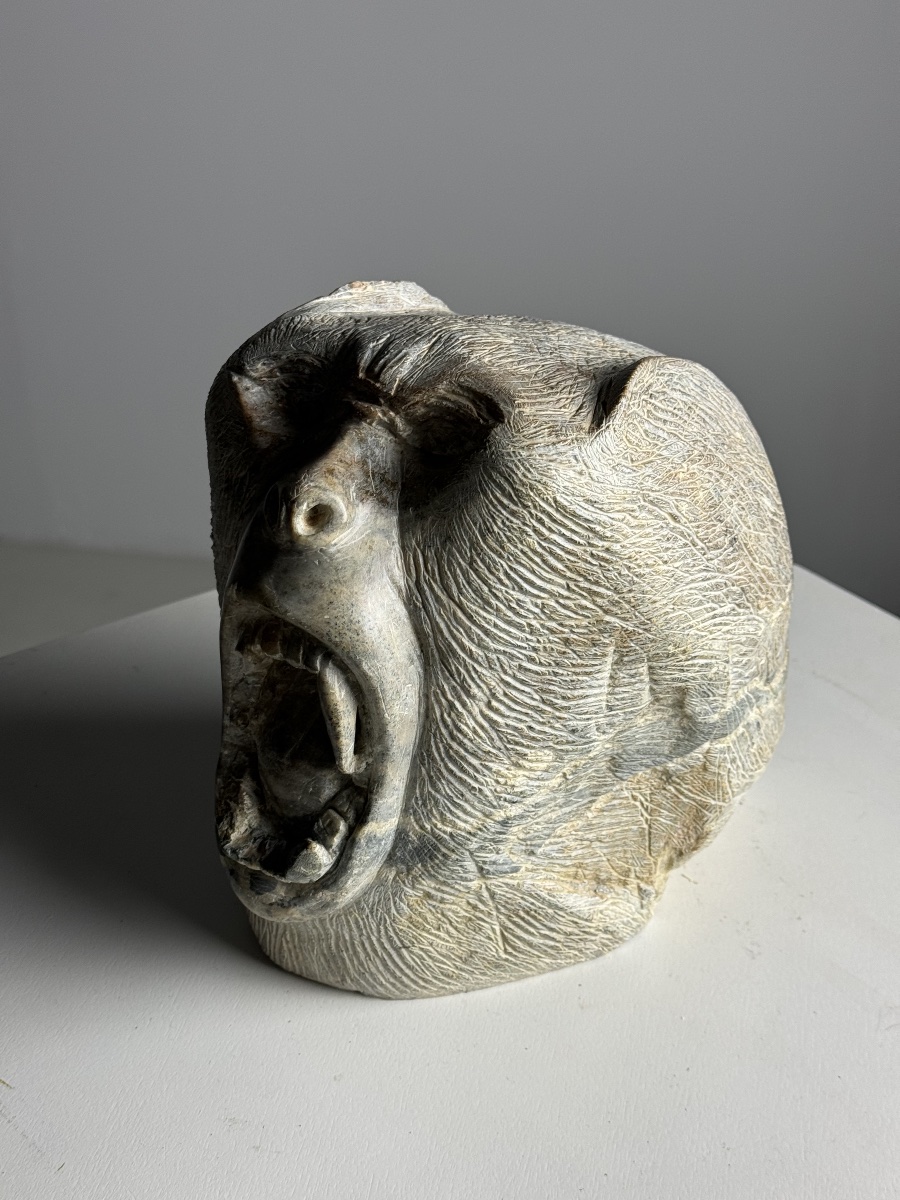 Sculpture Depicting A Howling Monkey, 20th Century-photo-2