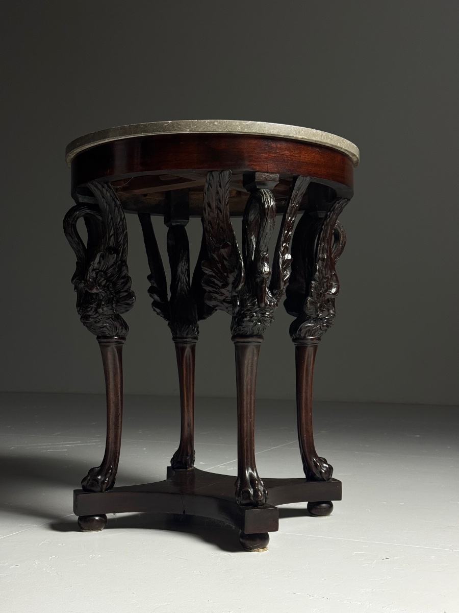 Empire-style Side Table In Mahogany, 19th Century-photo-4
