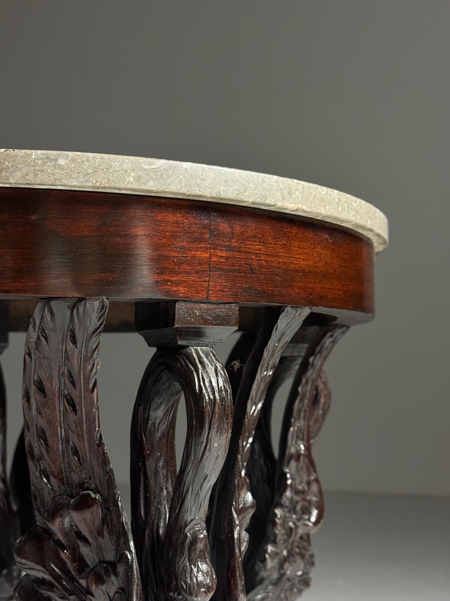 Empire-style Side Table In Mahogany, 19th Century-photo-2