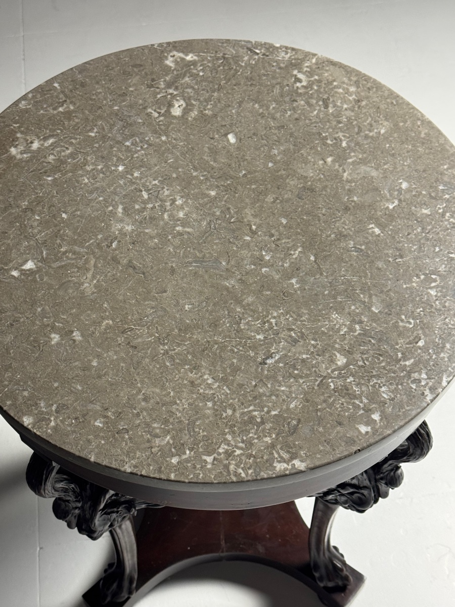 Empire-style Side Table In Mahogany, 19th Century-photo-3