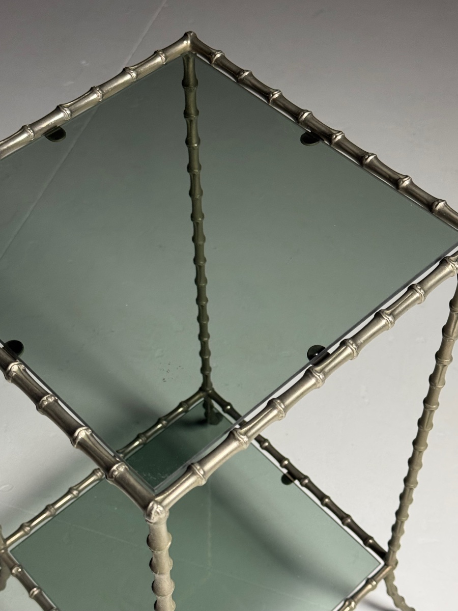 Table d'appoint en métal imitation bambou -photo-4