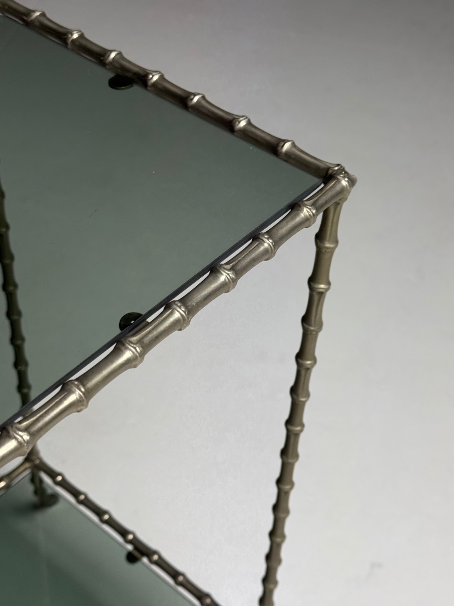Table d'appoint en métal imitation bambou -photo-5
