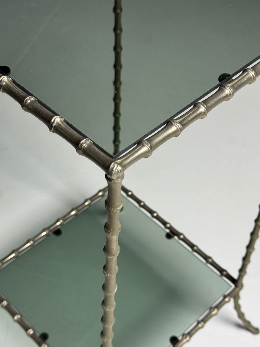 Table d'appoint en métal imitation bambou -photo-7