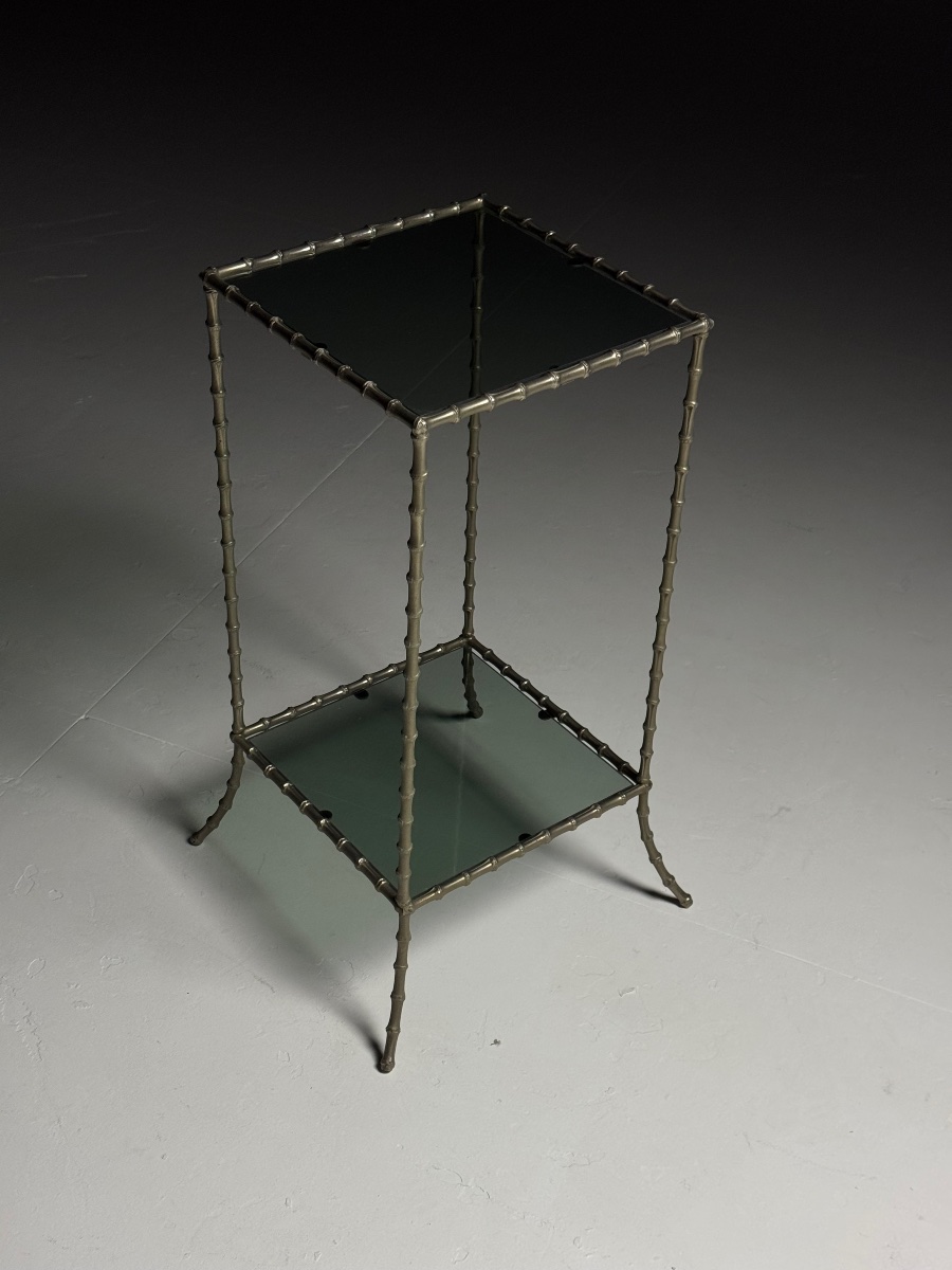 Table d'appoint en métal imitation bambou 