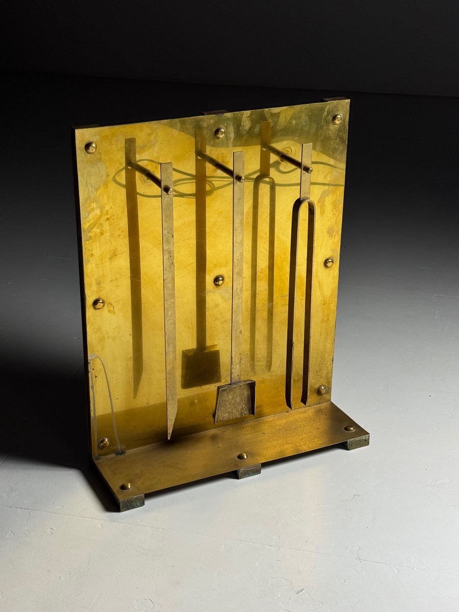 Ensemble de cheminée en laiton des années 60