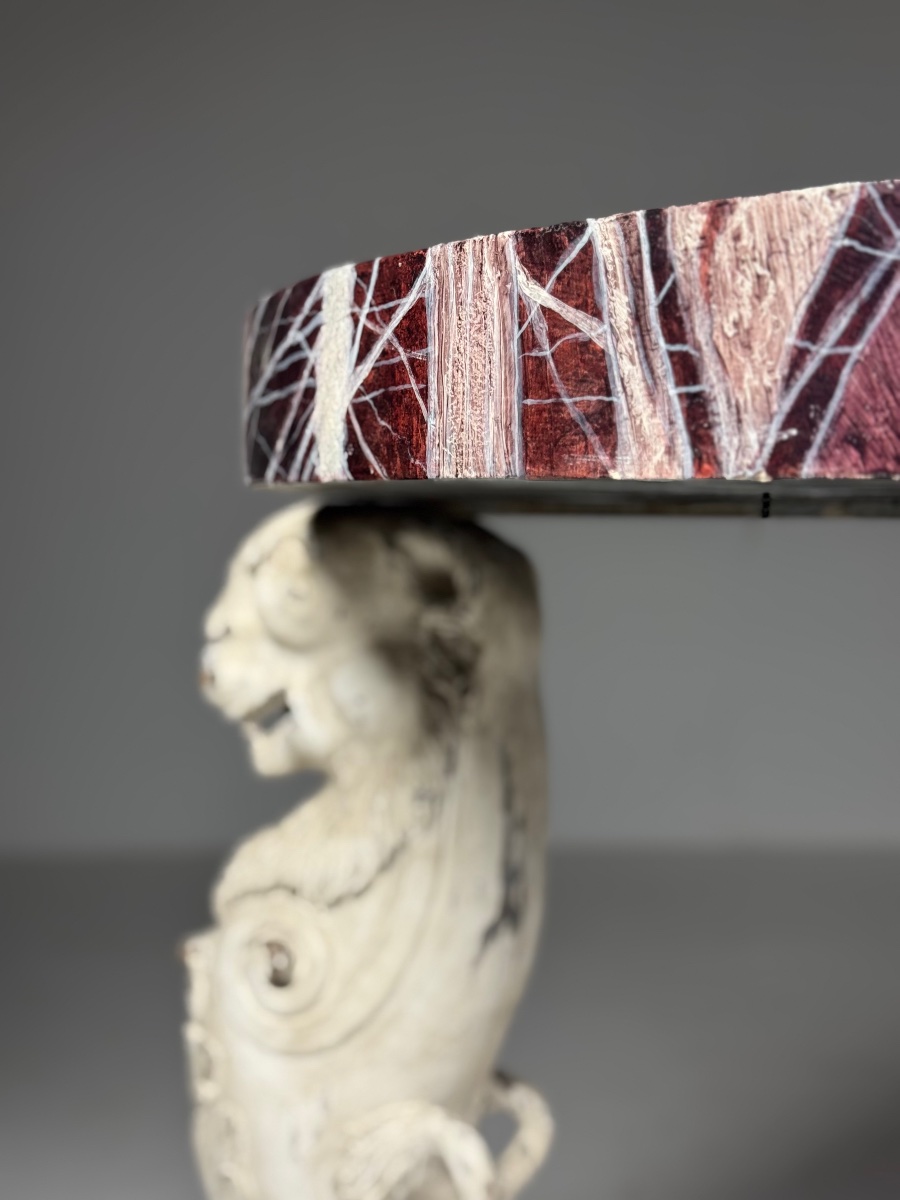 Grand Tour-style Coffee Table In Faux Marble-photo-3