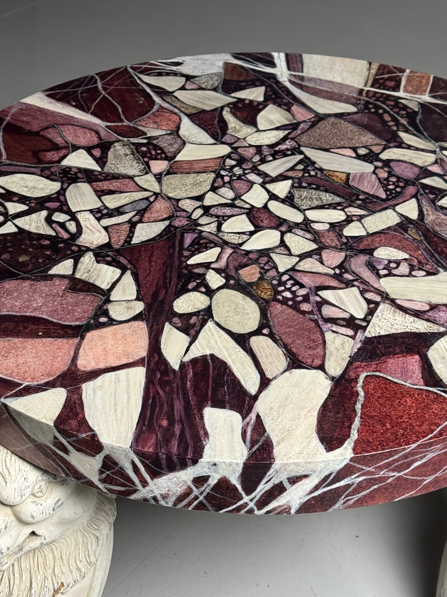 Grand Tour-style Coffee Table In Faux Marble-photo-4
