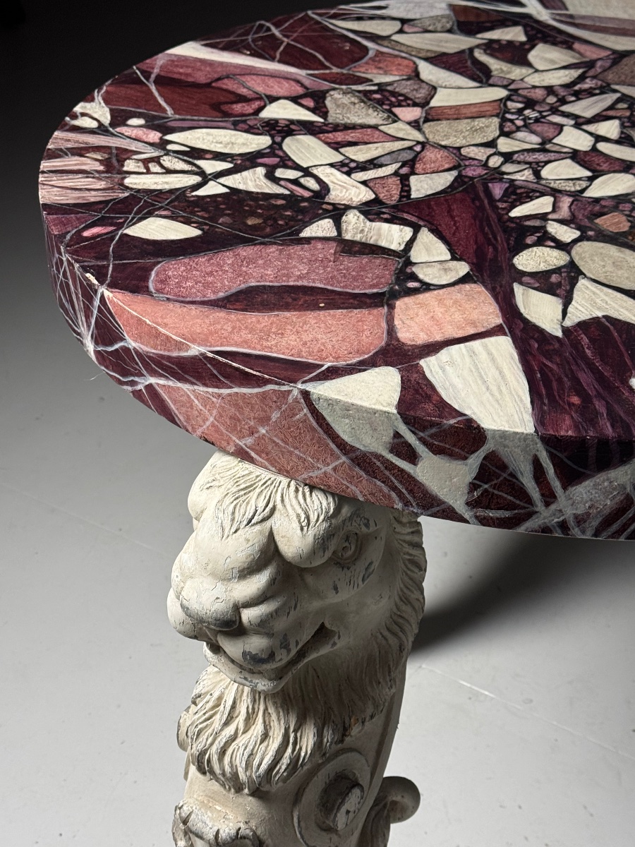 Grand Tour-style Coffee Table In Faux Marble-photo-6