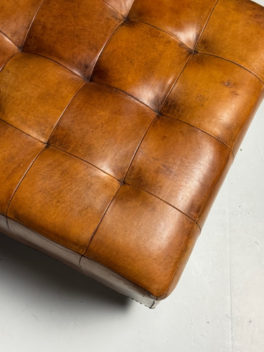 Pouf classique en cuir de mouton-photo-2