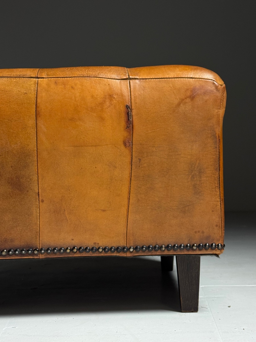 Pouf classique en cuir de mouton-photo-3