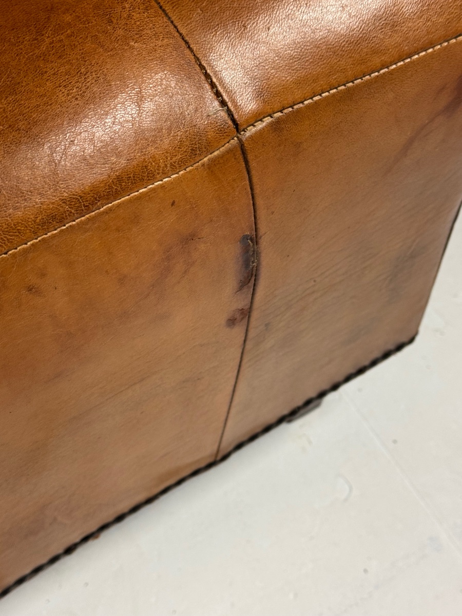 Pouf classique en cuir de mouton-photo-4