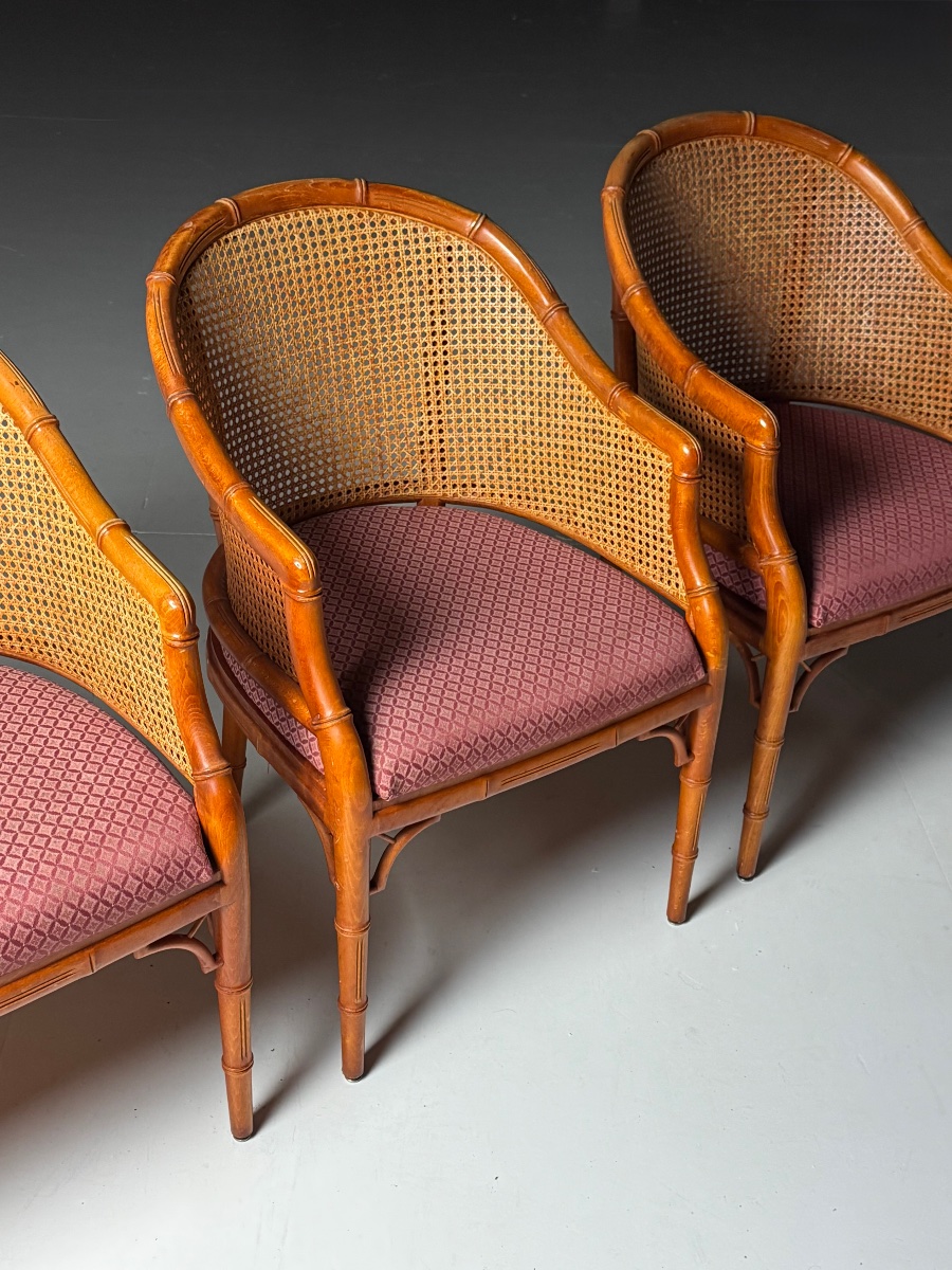 Lot de 4 chaises en imitation bambou-photo-1