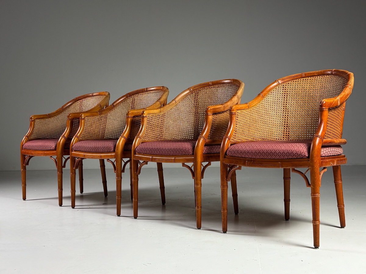 Lot de 4 chaises en imitation bambou-photo-2