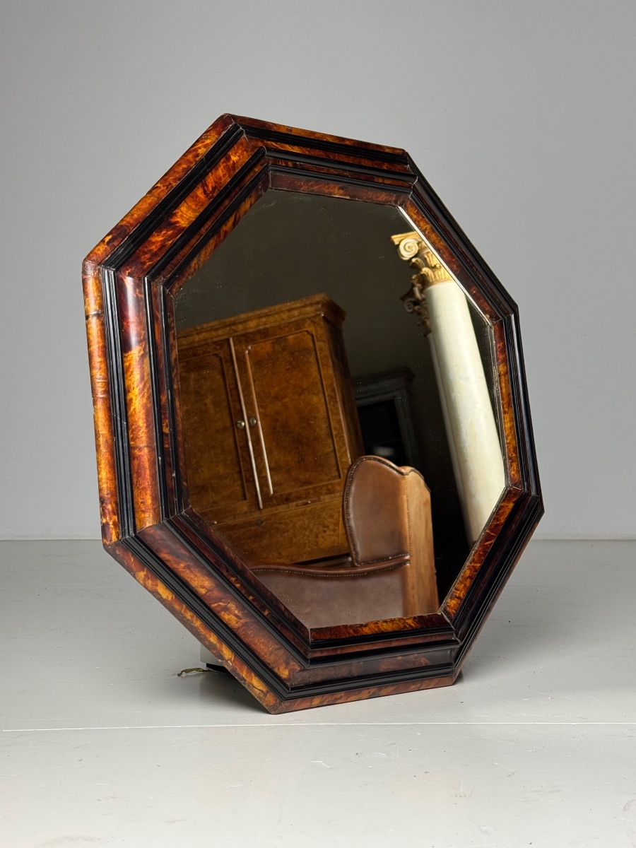 Turtle Octagonal Shaped Mirror, Circa 1800-photo-5