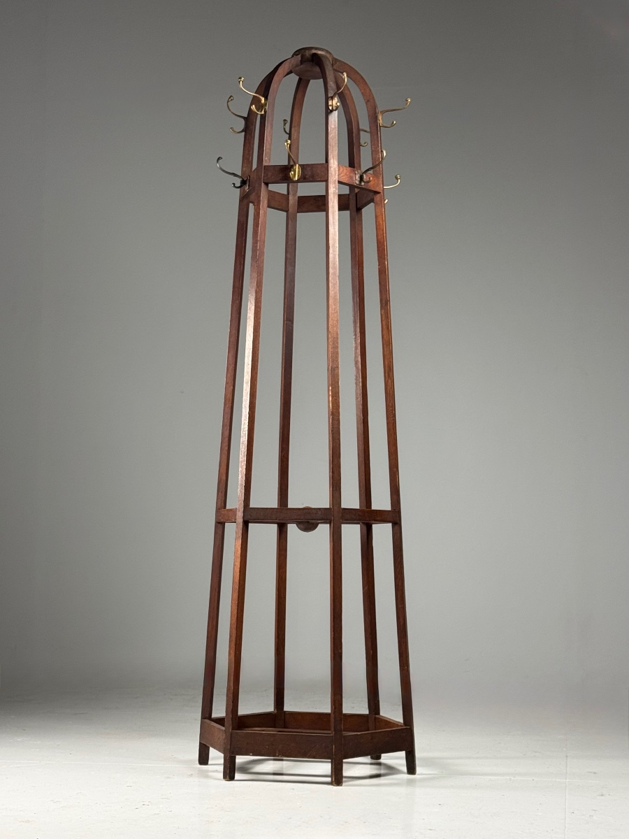 Arts & Crafts Oak Coat Rack-photo-2