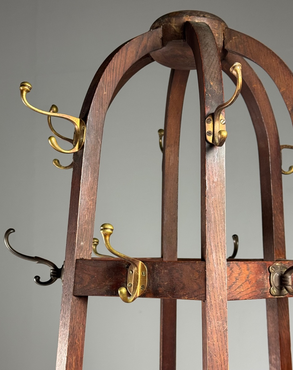 Arts & Crafts Oak Coat Rack-photo-4