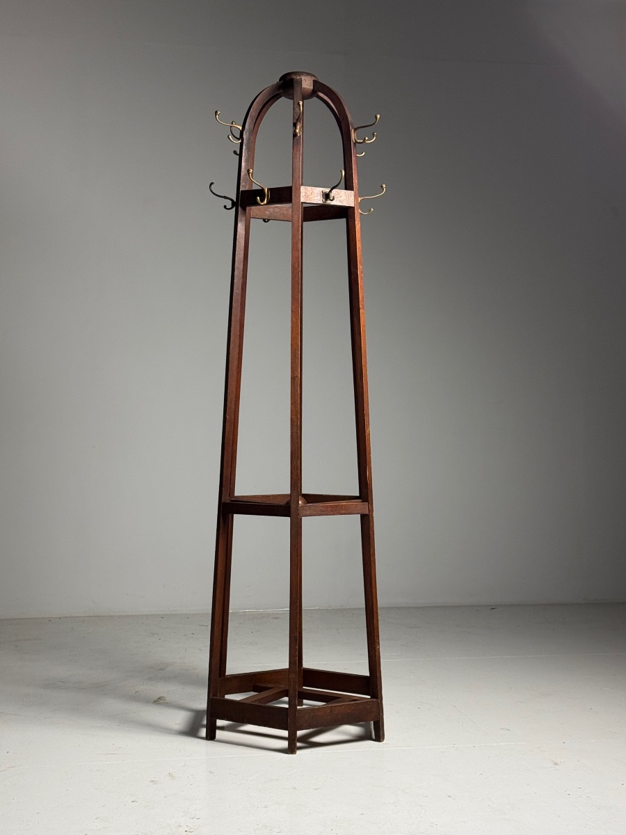 Arts & Crafts Oak Coat Rack-photo-3