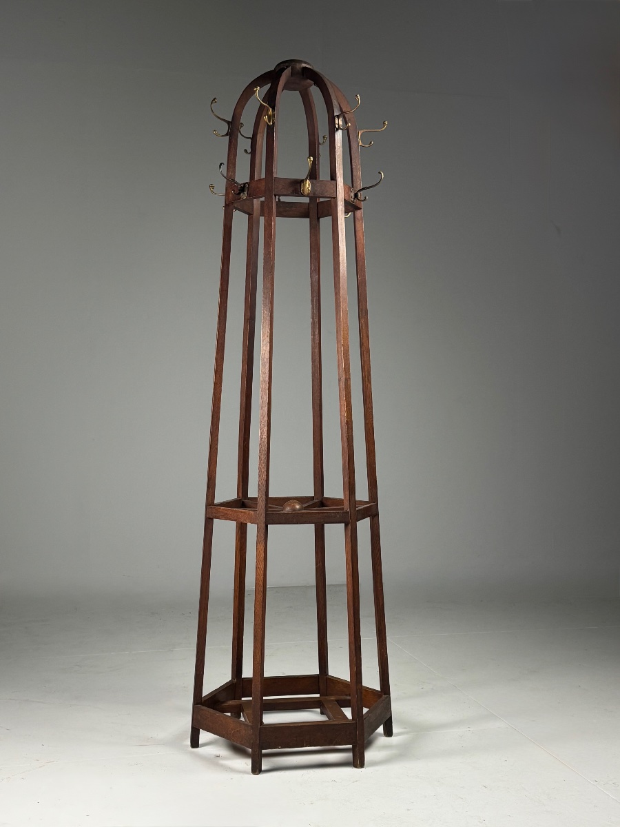 Arts & Crafts Oak Coat Rack
