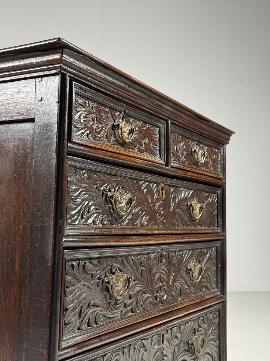 Richly Carved English Chest Of Drawers, 19th Century-photo-2