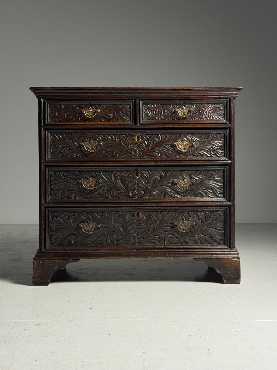 Richly Carved English Chest Of Drawers, 19th Century-photo-5