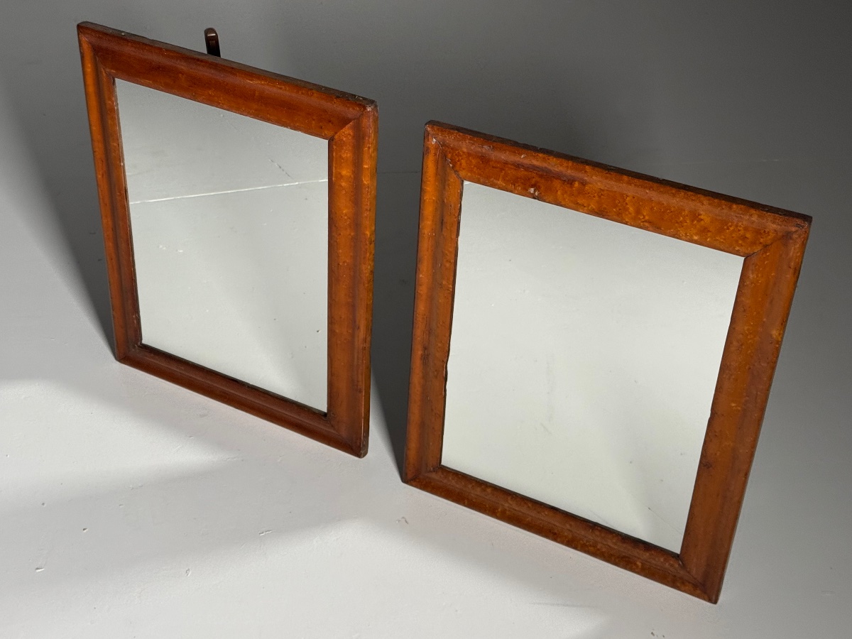 Set Of 2 Antique Rootwood Mirrors-photo-2