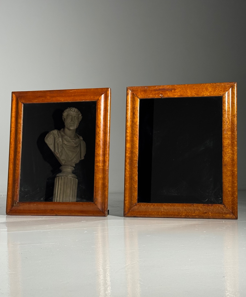 Set Of 2 Antique Rootwood Mirrors-photo-3