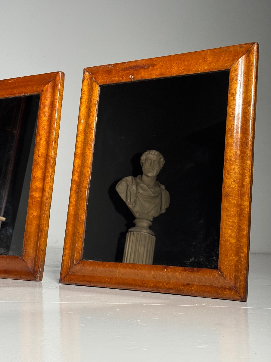 Set Of 2 Antique Rootwood Mirrors-photo-3