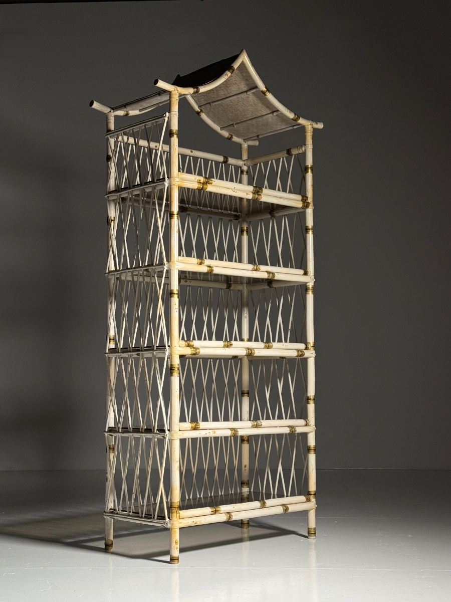 Asian-style Bamboo Bookcase, Circa 1989-photo-4