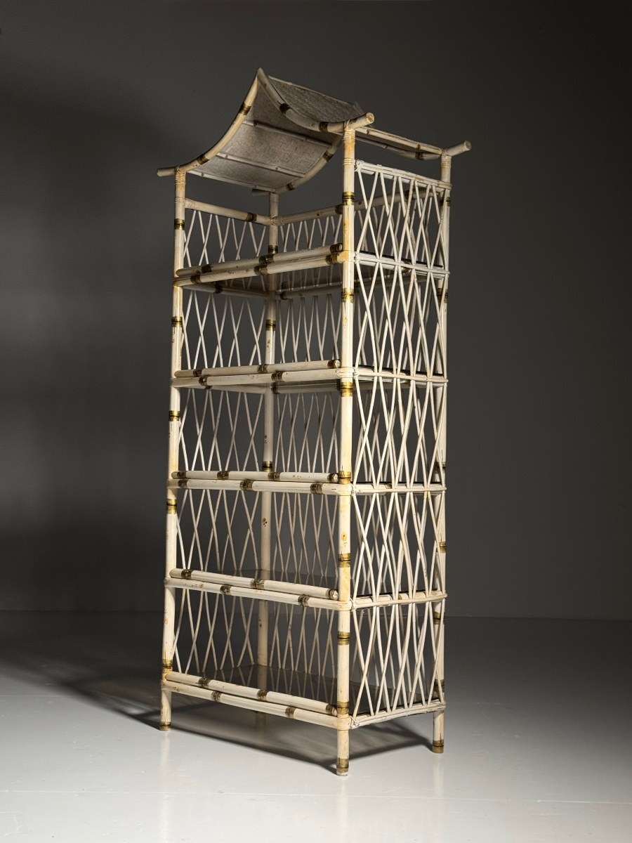 Asian-style Bamboo Bookcase, Circa 1989-photo-1