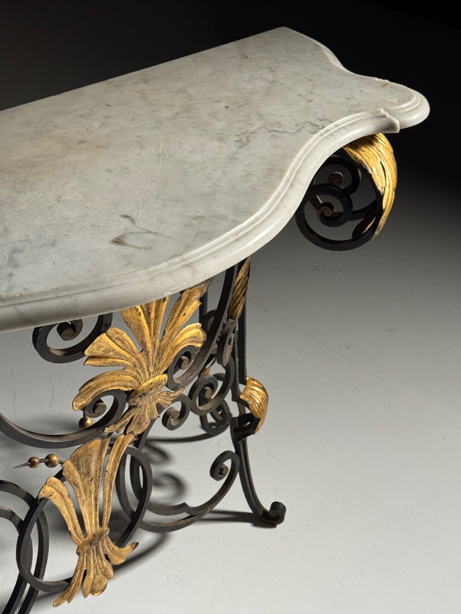 Table console vintage en marbre des années 50-photo-2