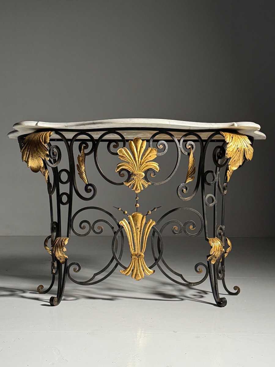 Table console vintage en marbre des années 50-photo-6