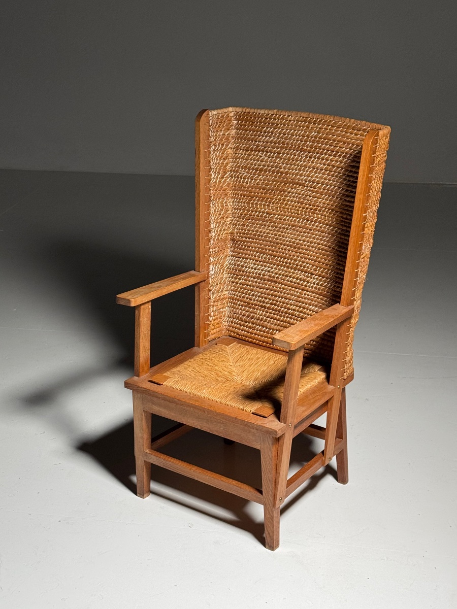 Fauteuil anglais à accoudoirs avec dossier tressé-photo-3