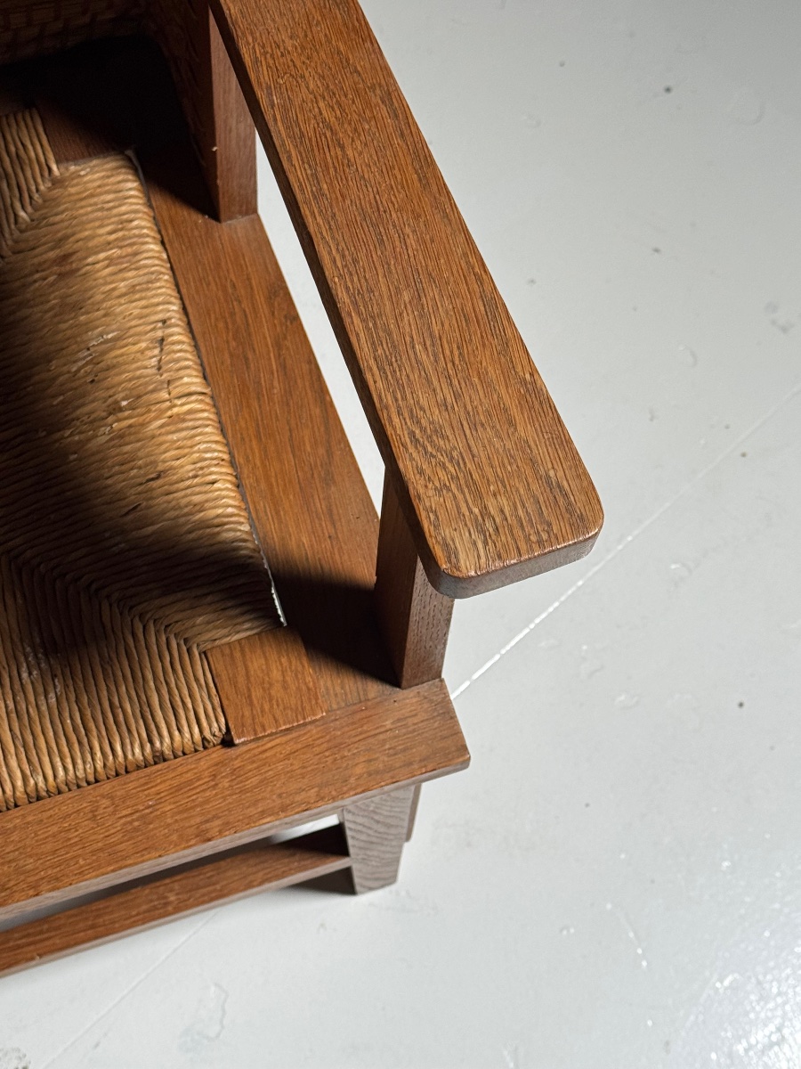 Fauteuil anglais à accoudoirs avec dossier tressé-photo-1