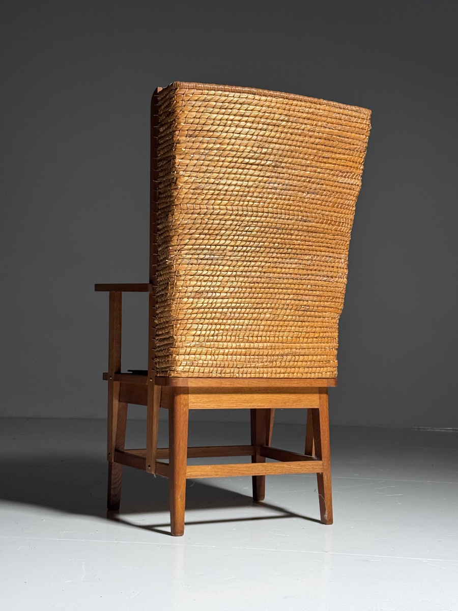 Fauteuil anglais à accoudoirs avec dossier tressé-photo-4