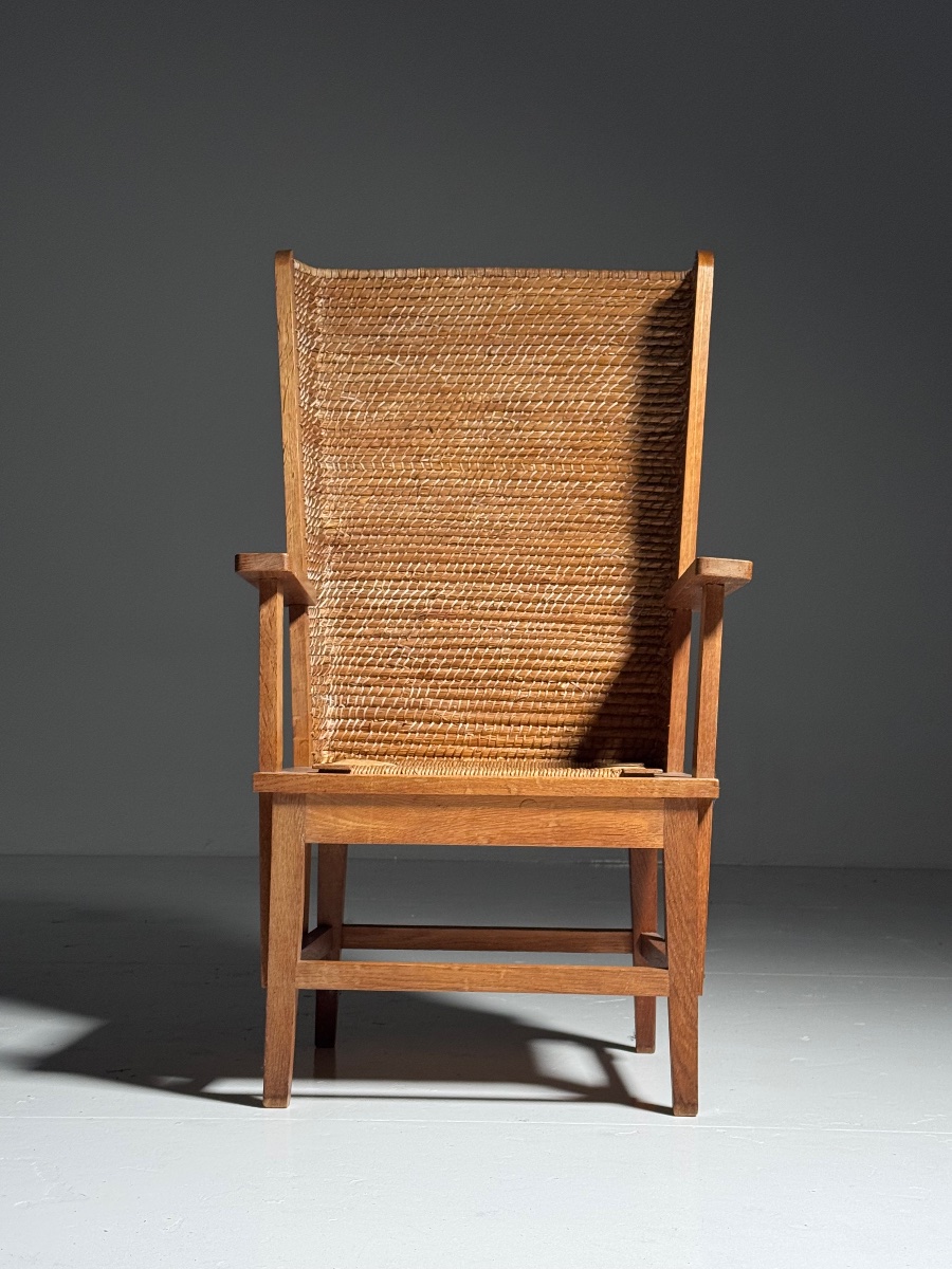 Fauteuil anglais à accoudoirs avec dossier tressé-photo-6